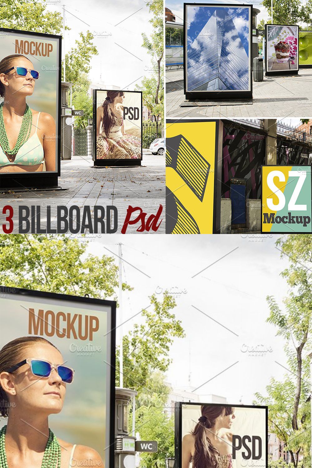 Billboard city PSD pinterest preview image.