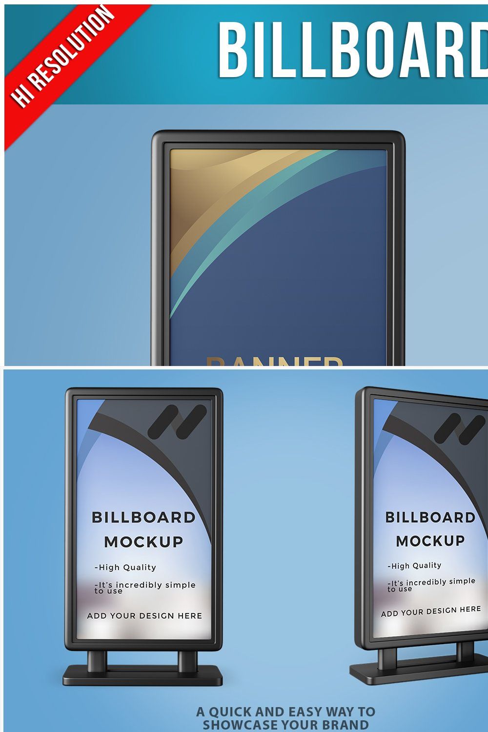 Billboard Display Mockup PSD pinterest preview image.