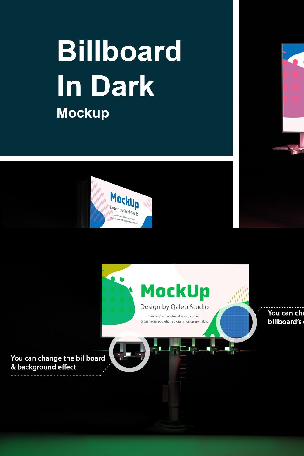 Billboard in Dark Mockup pinterest preview image.