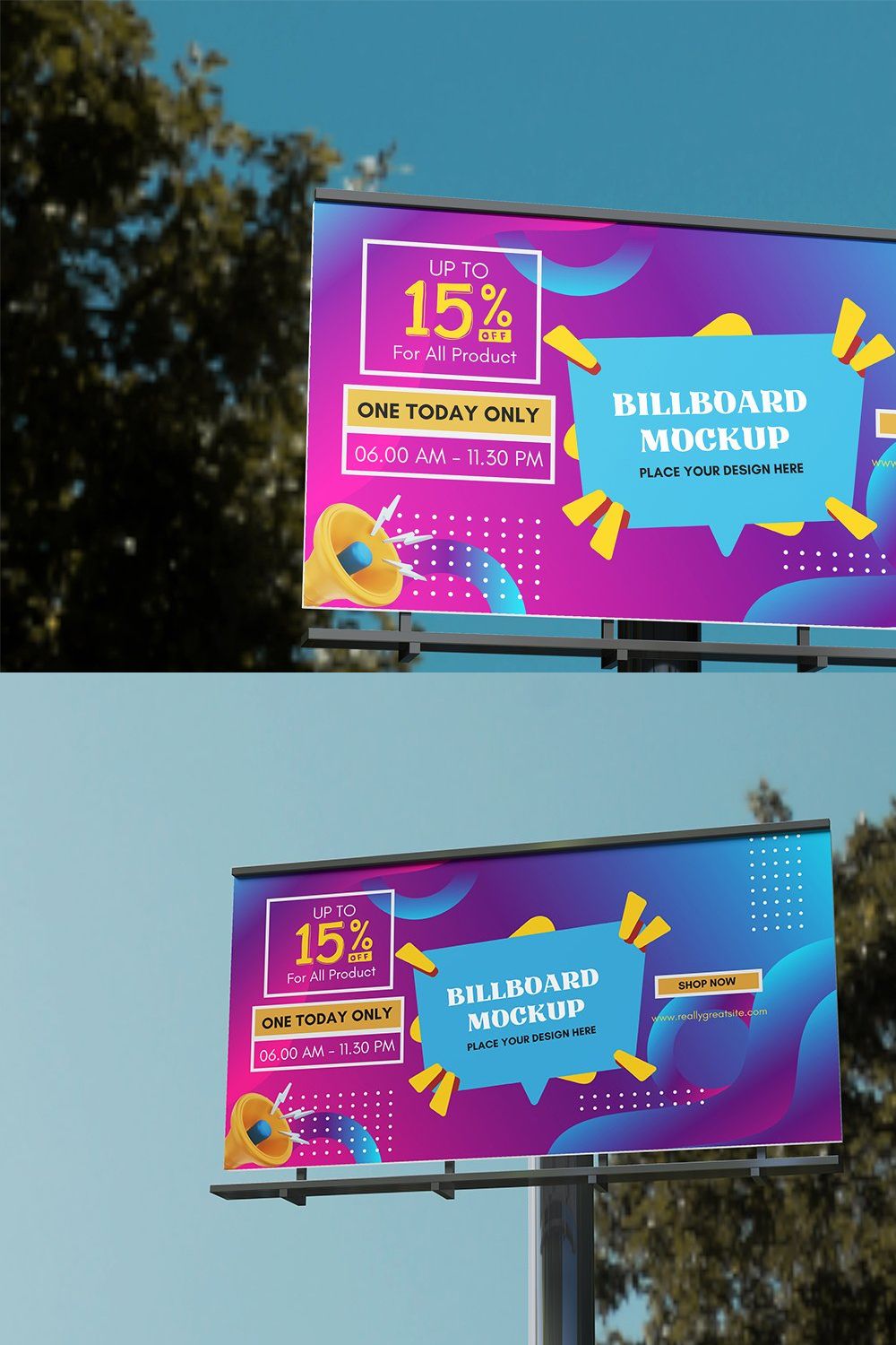 Billboard Mockup 6 Scene pinterest preview image.