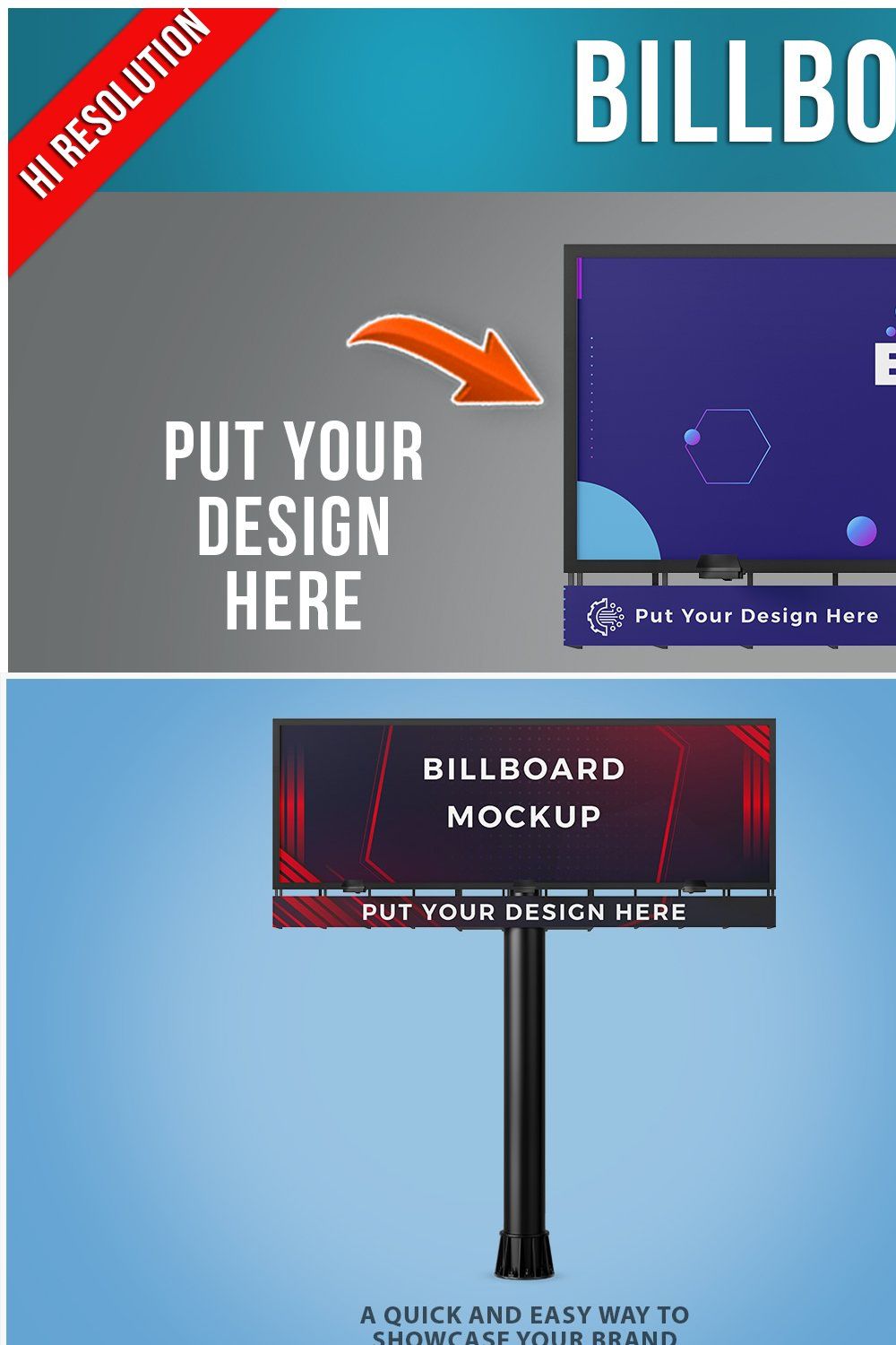 Billboard Mockup PSD pinterest preview image.