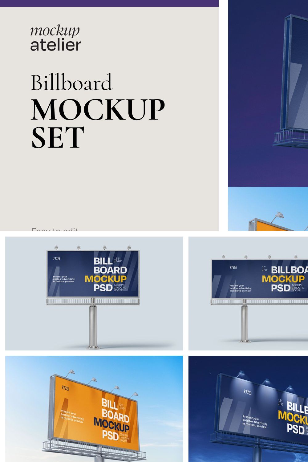 Billboard Mockup Set pinterest preview image.