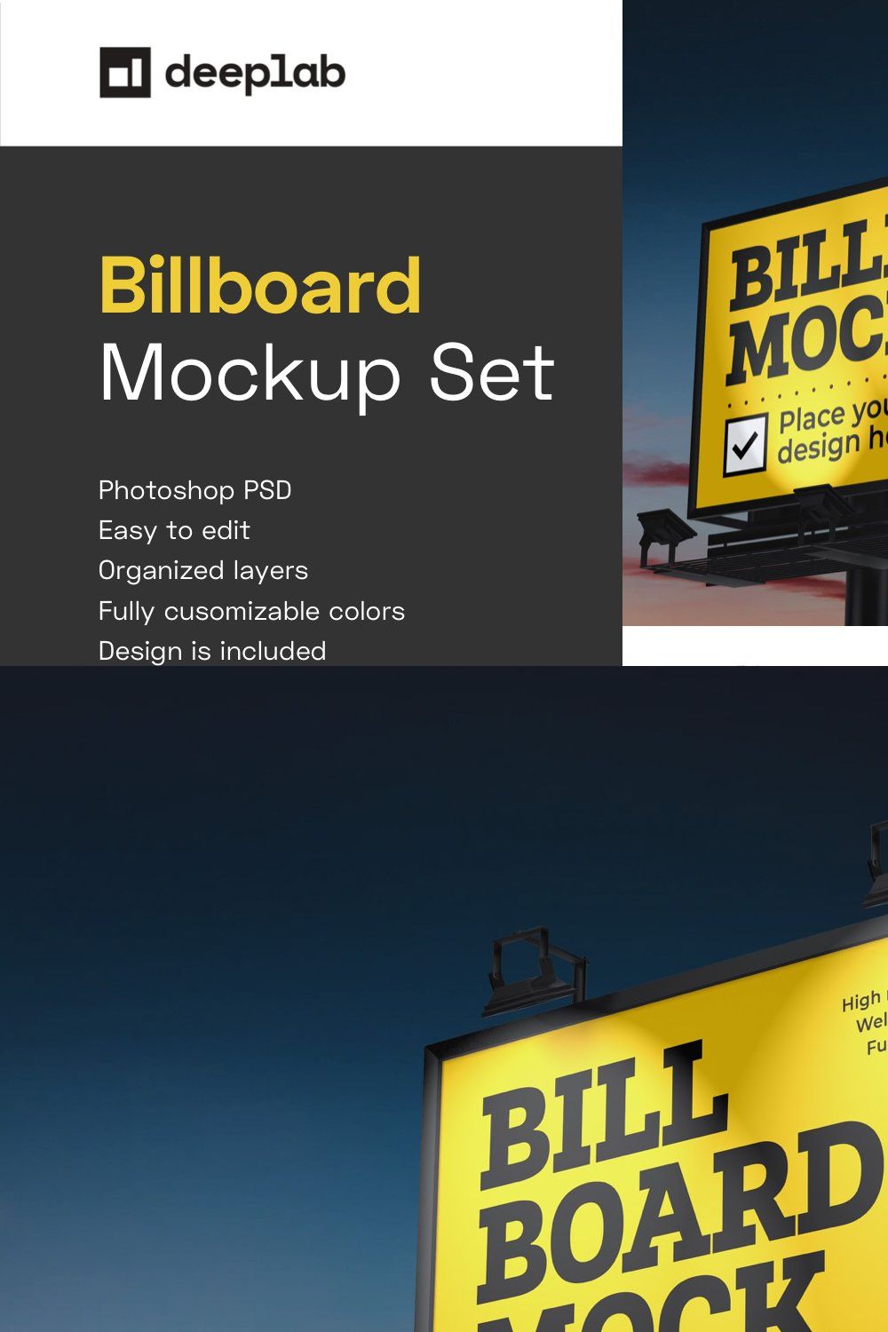 Billboard Mockup Set | Advertising pinterest preview image.