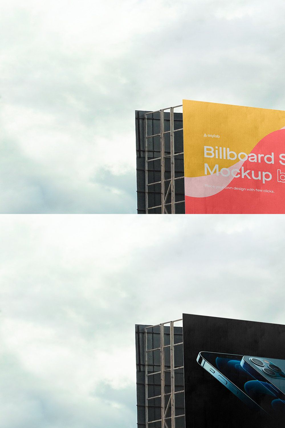 Billboard Urban Street Mockup - PSD pinterest preview image.