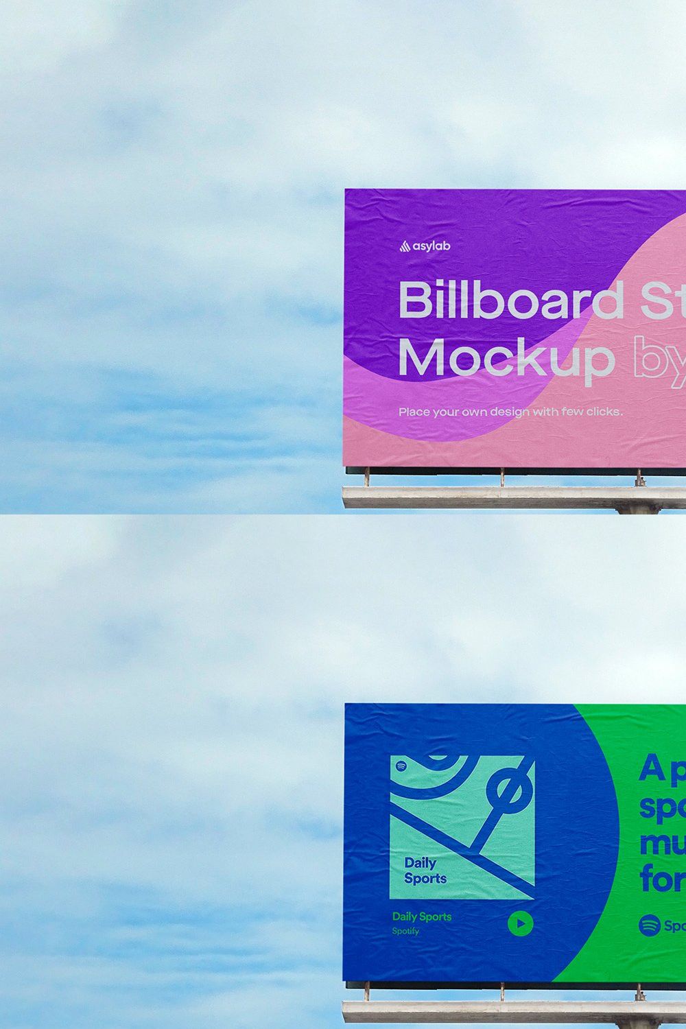 Billboard Urban Street Mockup - PSD pinterest preview image.