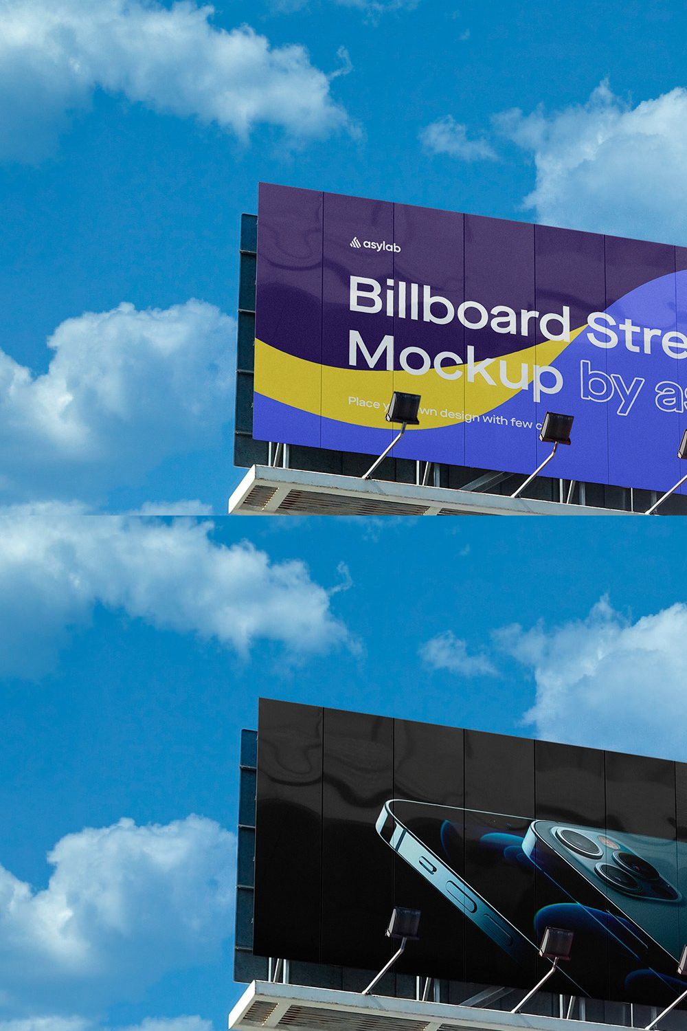 Billboard Urban Street Mockup - PSD pinterest preview image.