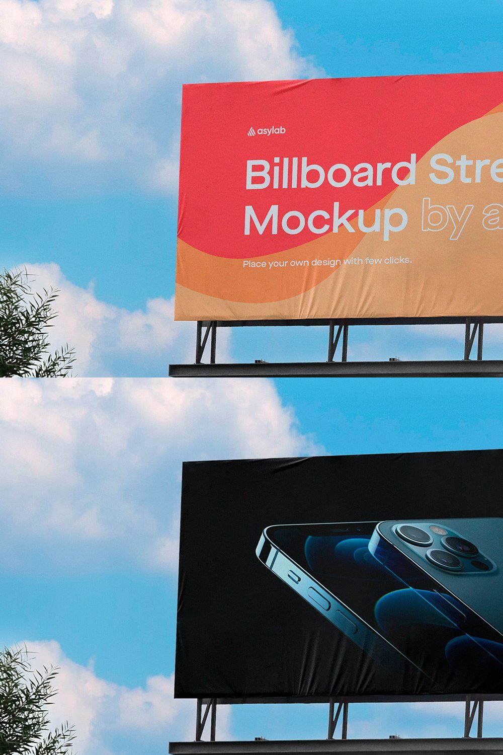 Billboard Urban Street Mockup - PSD pinterest preview image.