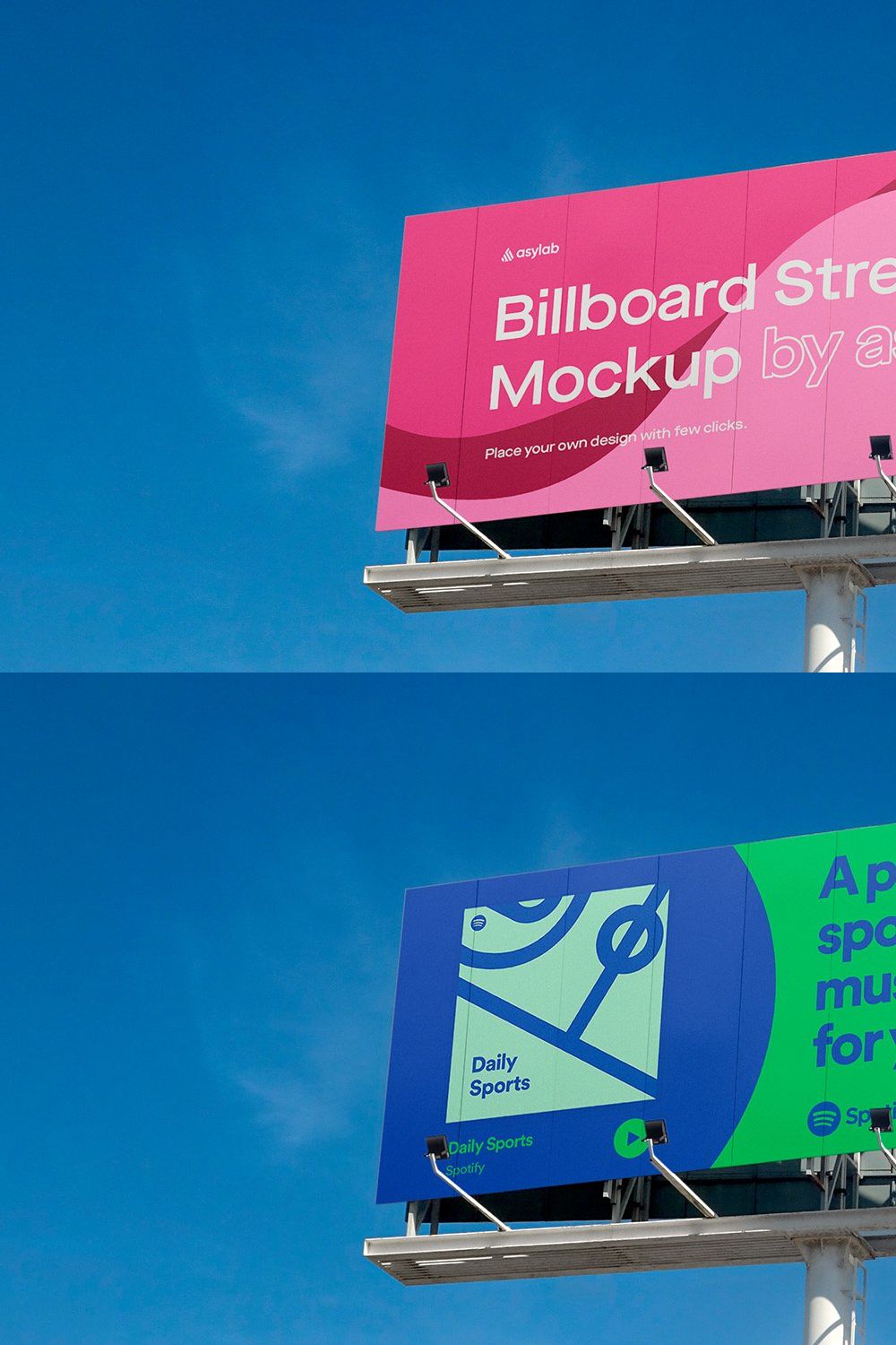 Billboard Urban Street Mockup - PSD pinterest preview image.