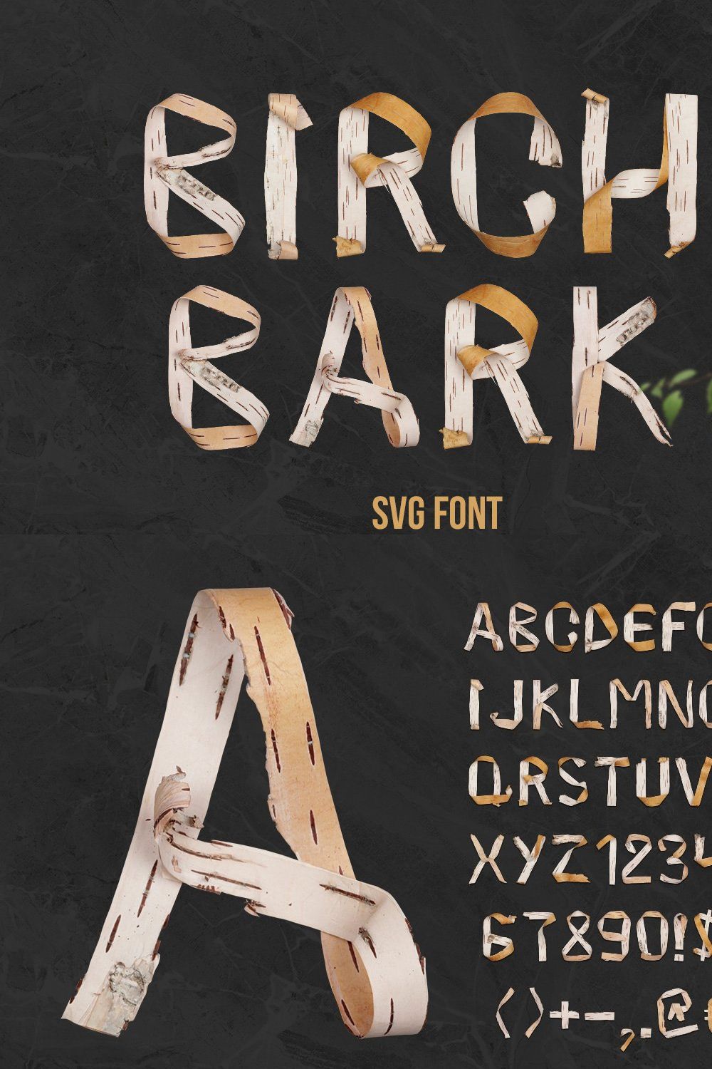 Birch Bark Font pinterest preview image.