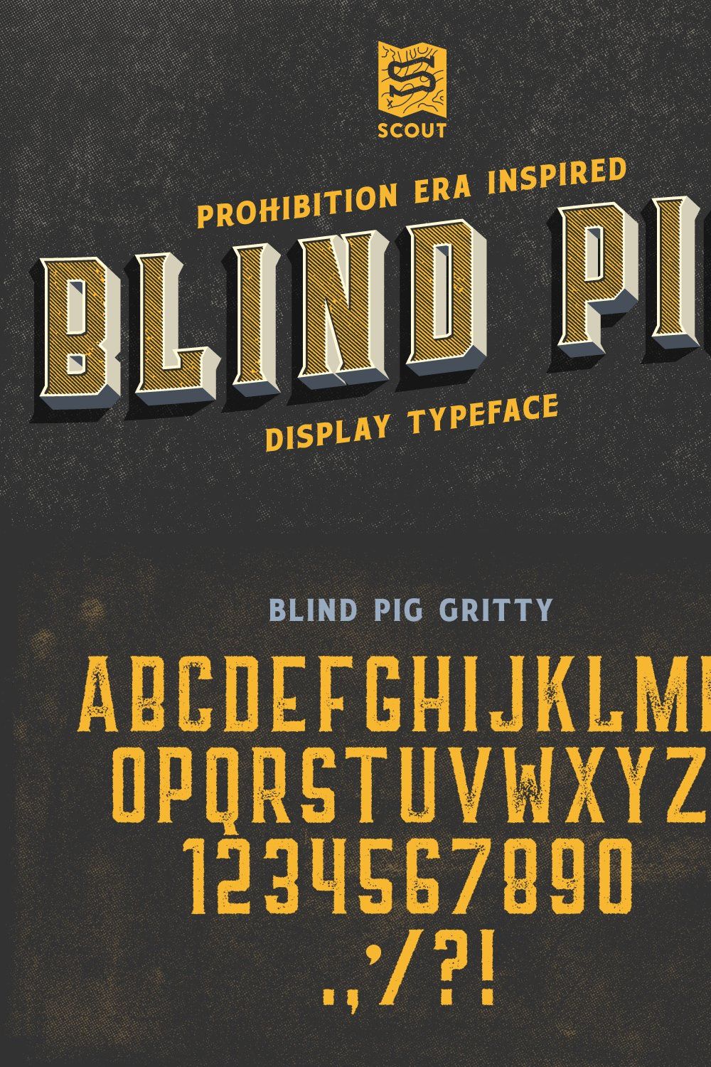 Blind Pig Display Font pinterest preview image.