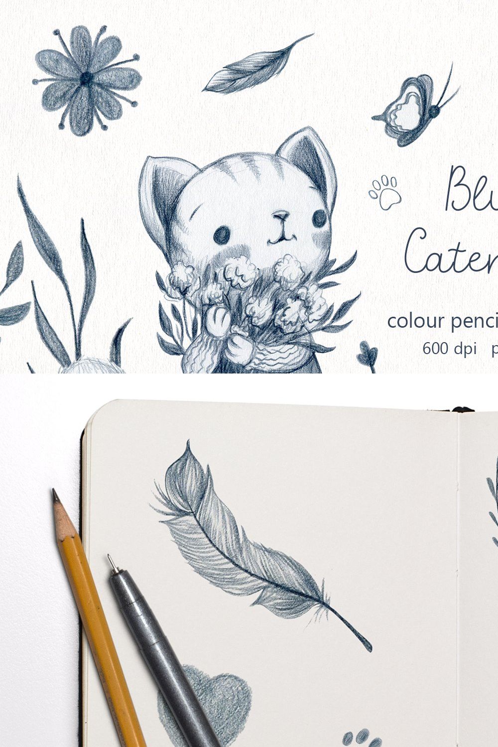 Blue Cateness - color pencil set pinterest preview image.