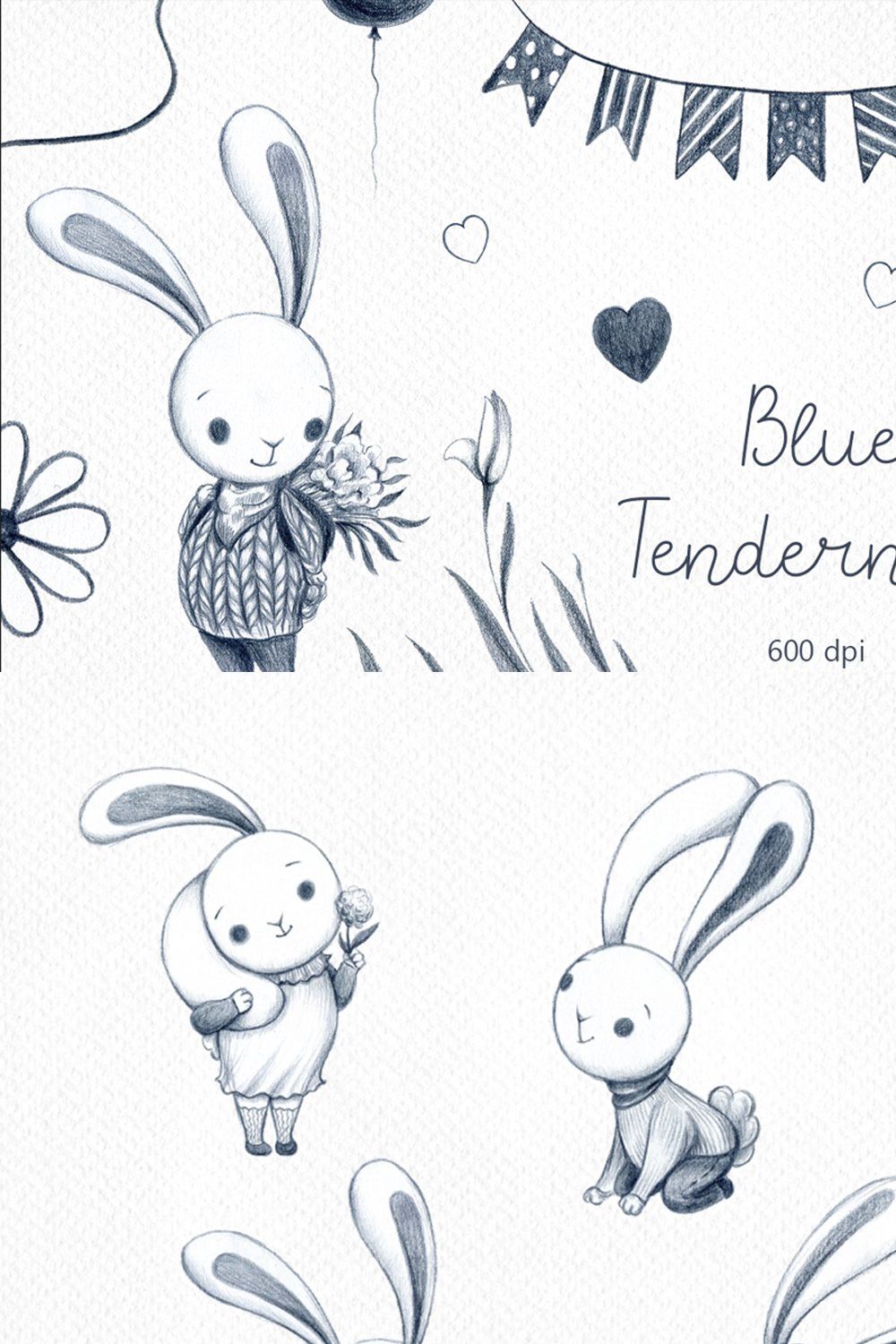 Blue Tenderness - color pencil set pinterest preview image.