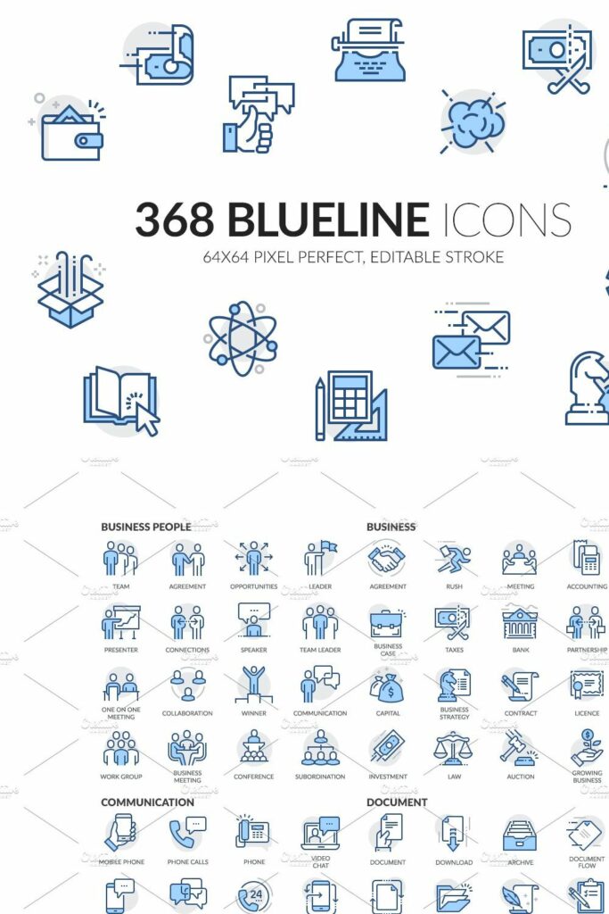 Blueline icons set – MasterBundles