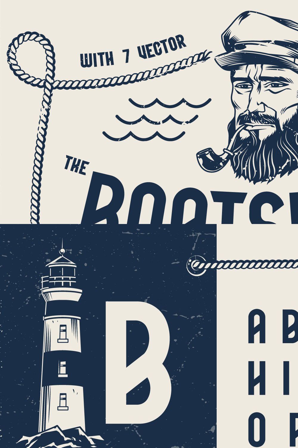 Boatswain Fonts Family + Extras pinterest preview image.