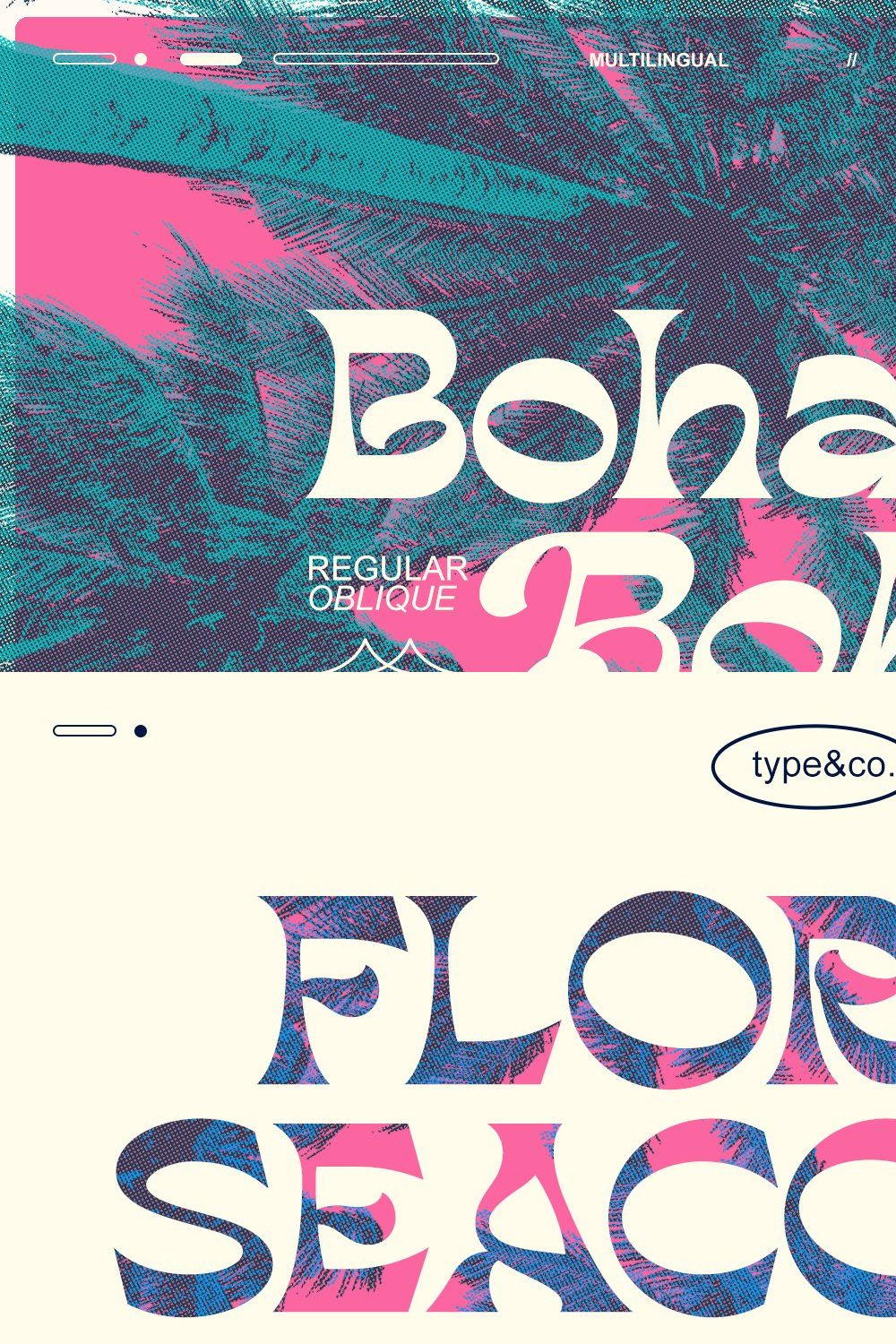 Bohay - A Curvy Display Font pinterest preview image.