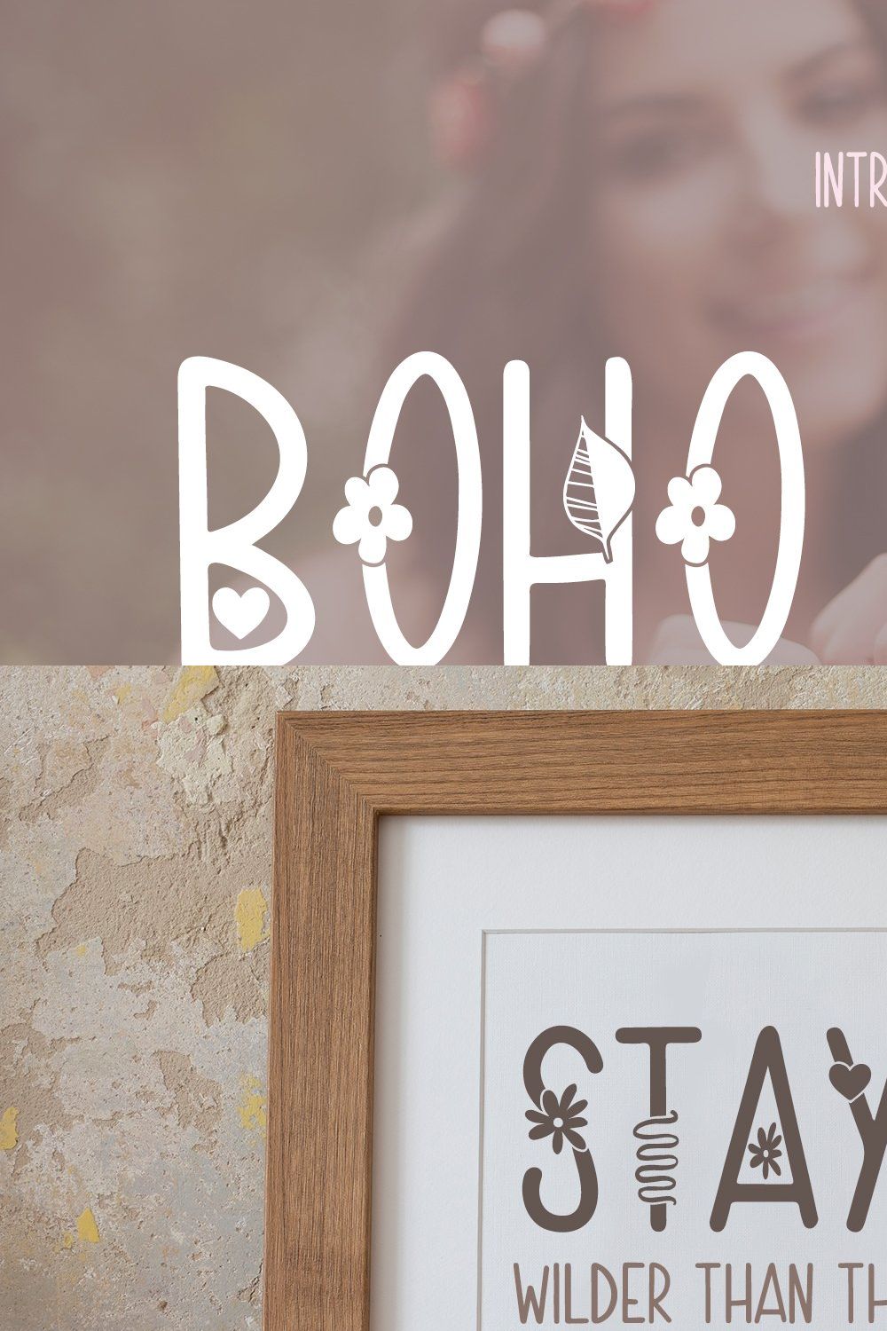 Boho Charm All Caps Slim Font Trio pinterest preview image.