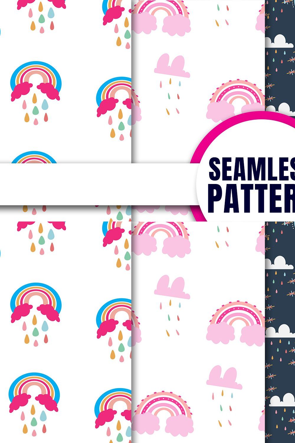 Boho Rainbow Seamless Pattern pinterest preview image.