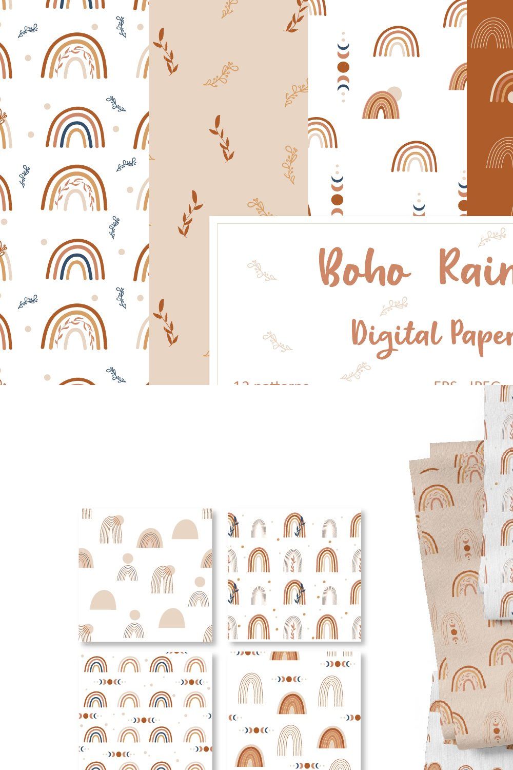 Boho Rainbows Pattern Collection pinterest preview image.