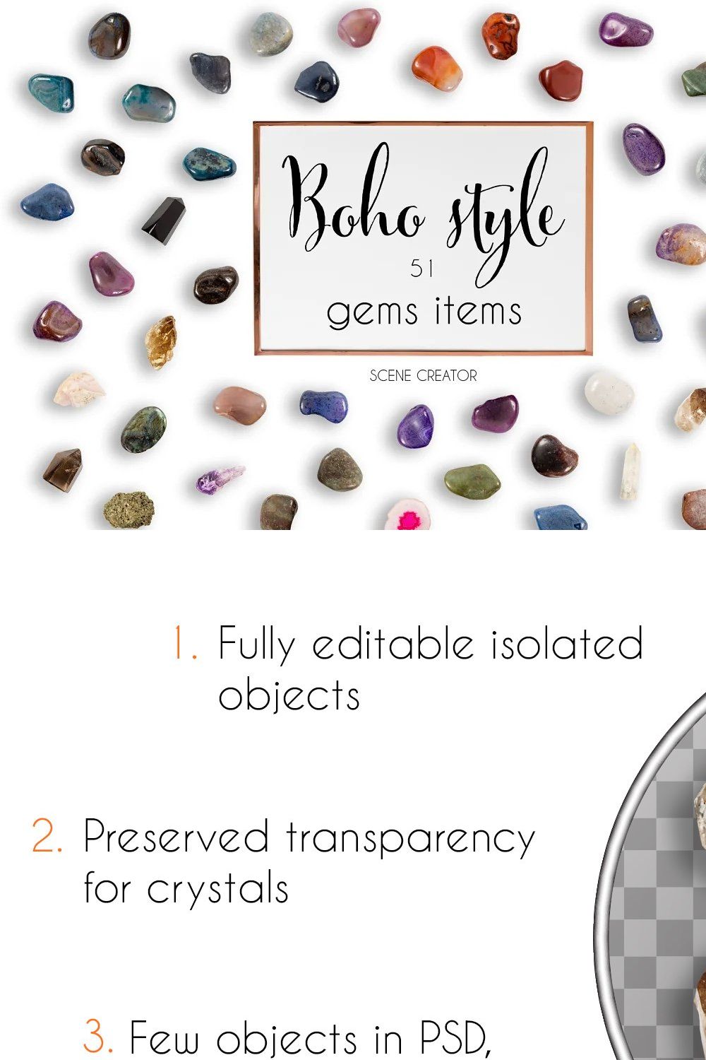 Boho style: gems items scene creator pinterest preview image.