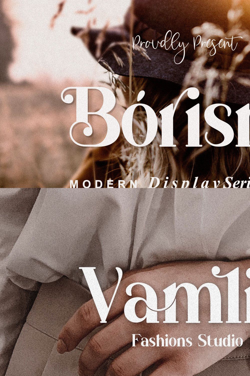 Borisna - Modern Display Serif Font pinterest preview image.