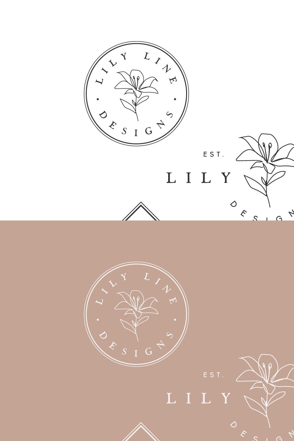 Botanical Lily Flower Beautiful Logo pinterest preview image.