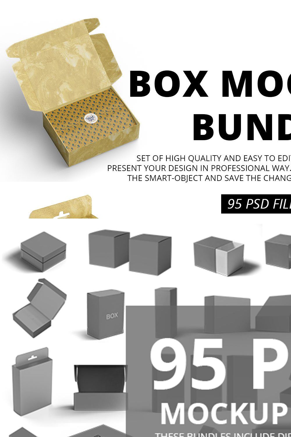 Box Mockups Bundle pinterest preview image.