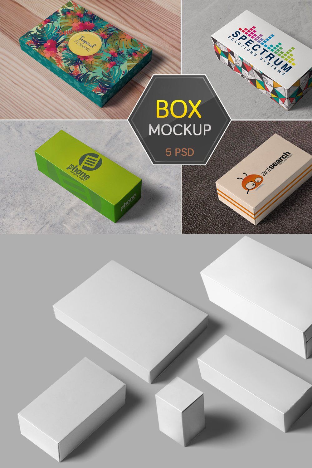 Box / Packaging Mockups pinterest preview image.