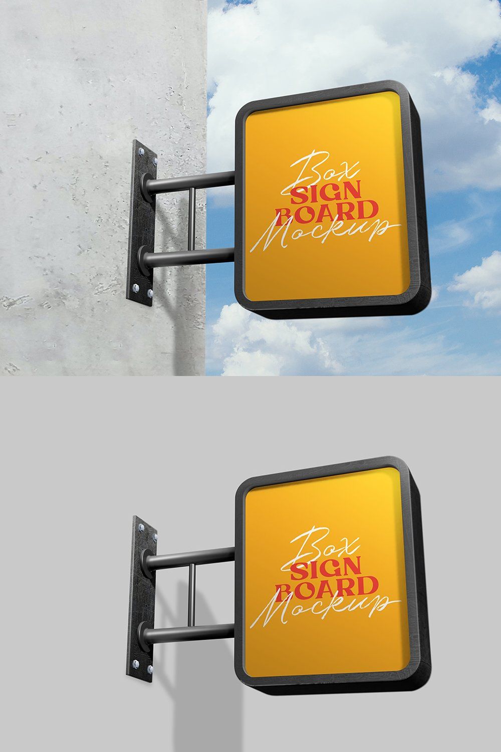 Box Signboard - Mockups pinterest preview image.