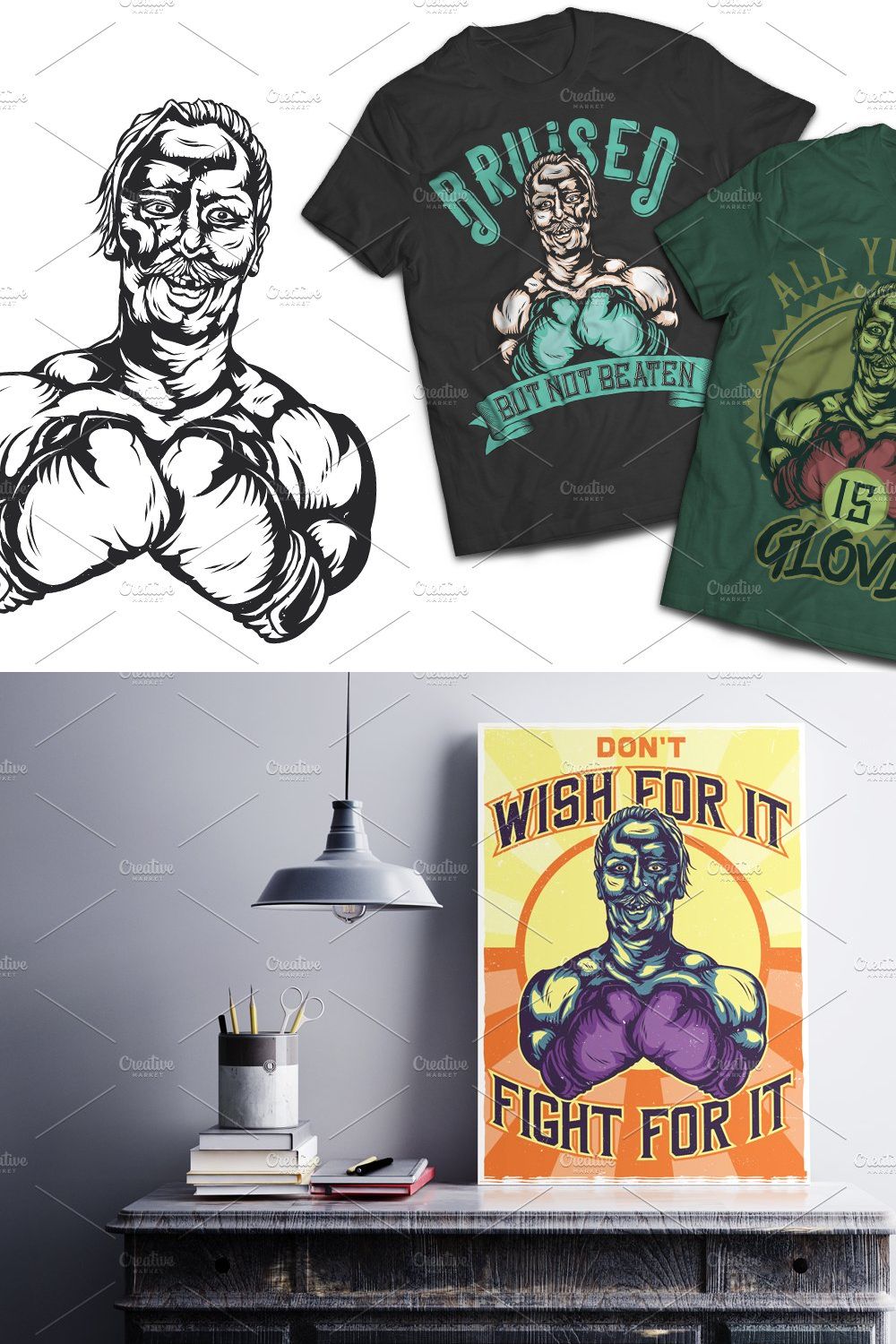 Boxer T-shirts And Poster Labels pinterest preview image.