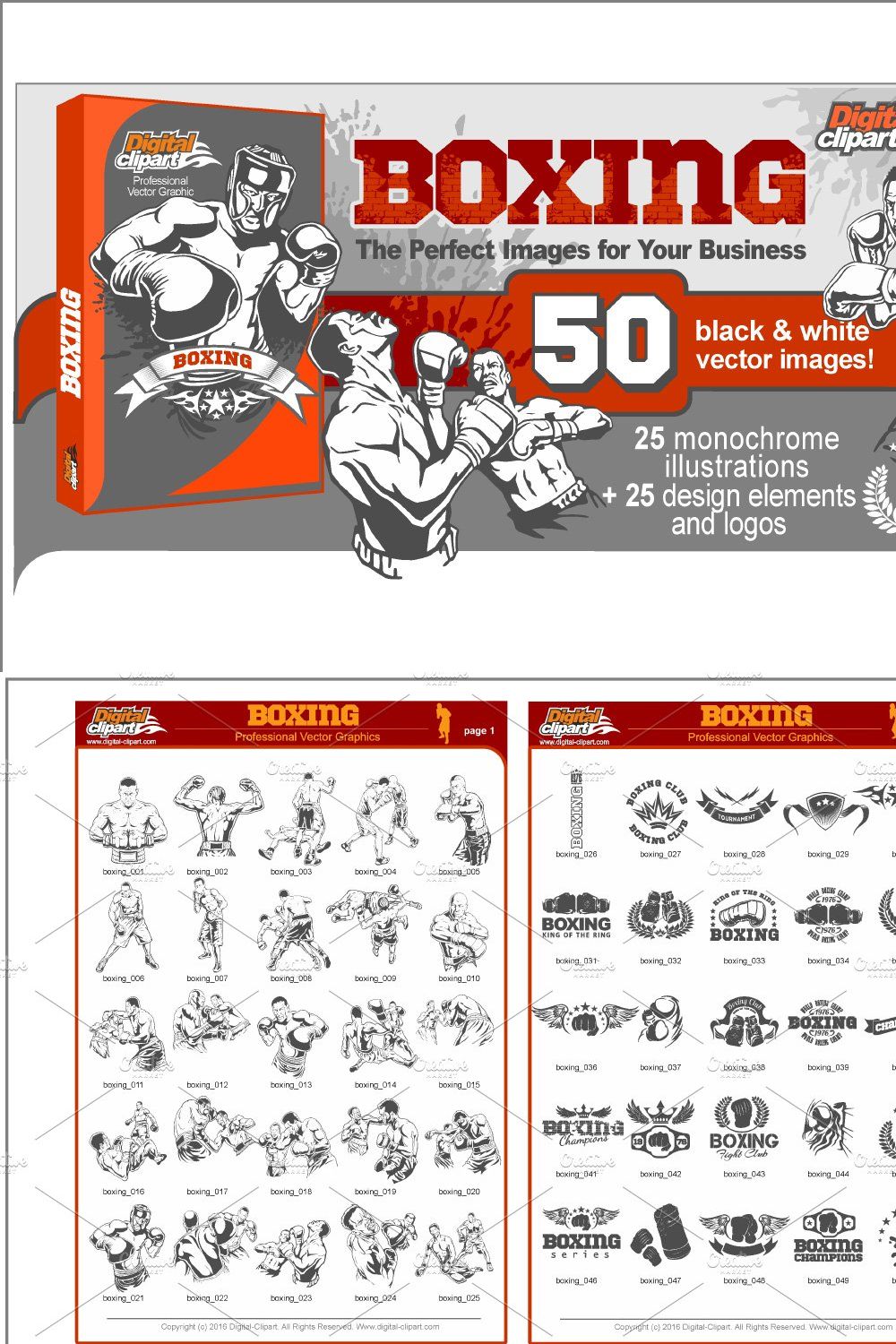 Boxing Vector Clipart pinterest preview image.