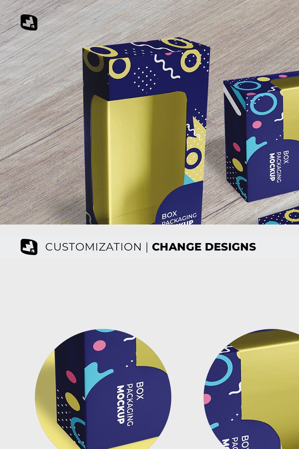Branding Box With Clear Window Mocku pinterest preview image.