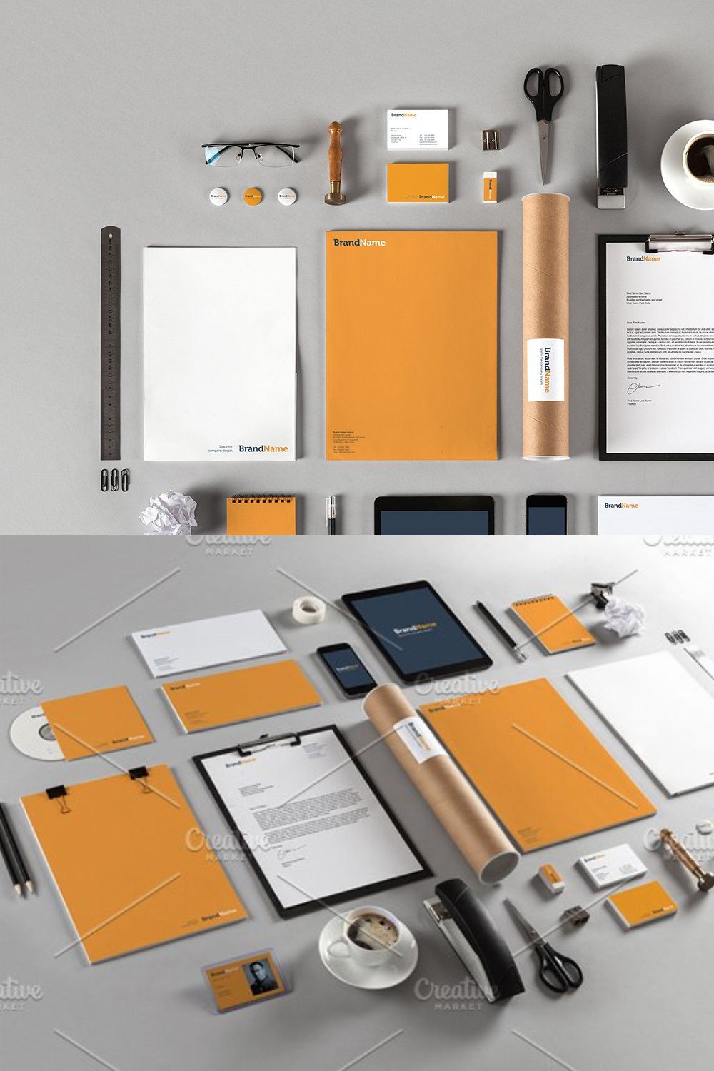 Branding identity MockUps+Template pinterest preview image.