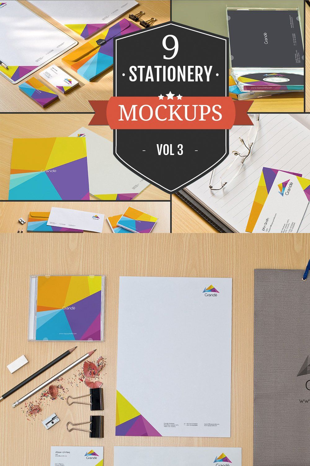 Branding Stationery Mockups Vol. 3 pinterest preview image.