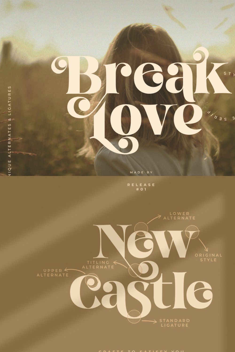 Break Love | Classy Retro Font pinterest preview image.
