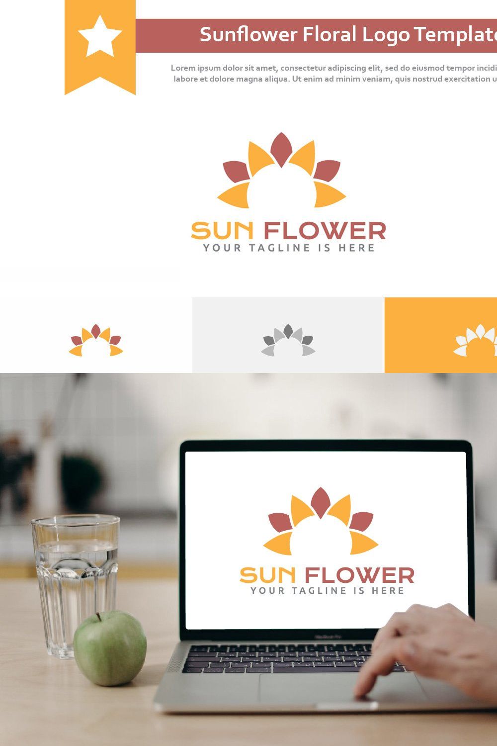 Bright Sunflower Sun Flower Logo pinterest preview image.
