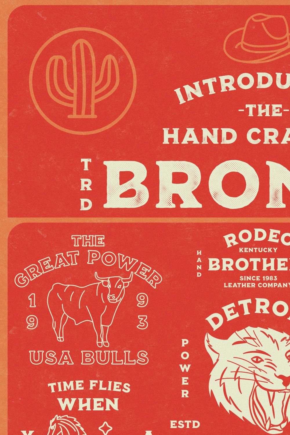 Bronco Font Collection + Extras pinterest preview image.