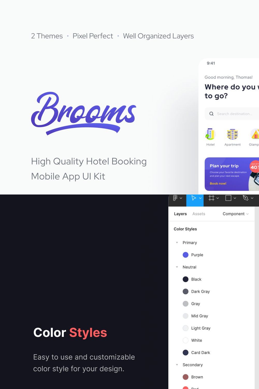 Broom - Hotel Airbnb Booking UI Kit pinterest preview image.