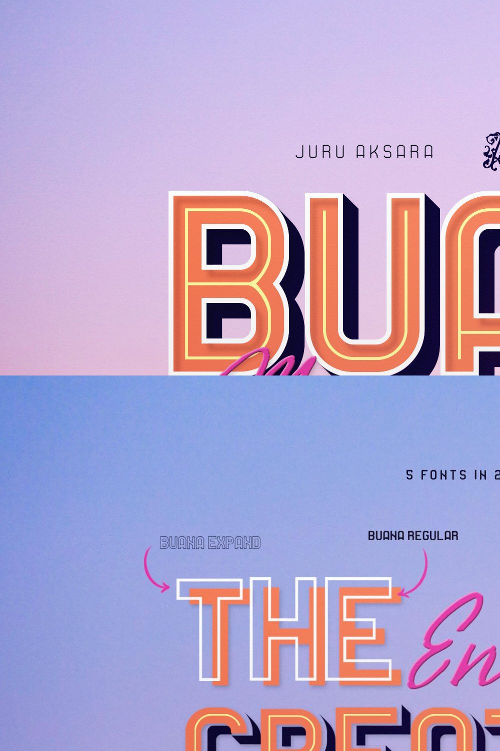 Buana & Mancakrama Typeface Duo pinterest preview image.