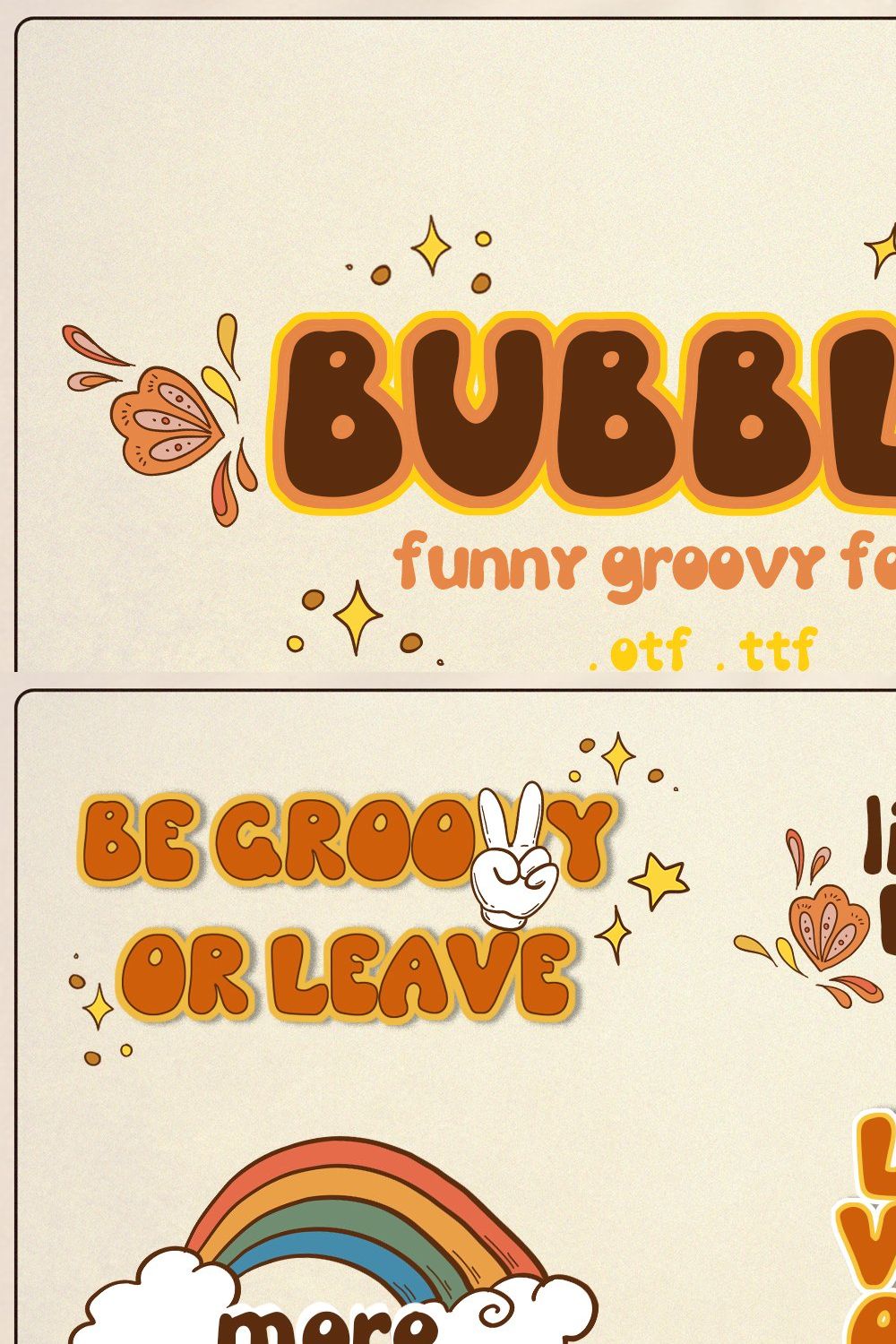 Bubbly Retro font pinterest preview image.