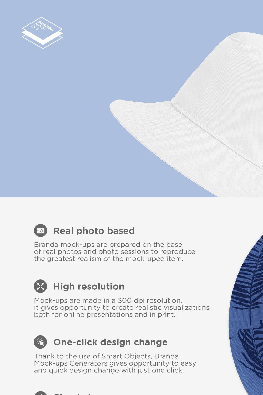 Bucket Hat Mock-up pinterest preview image.