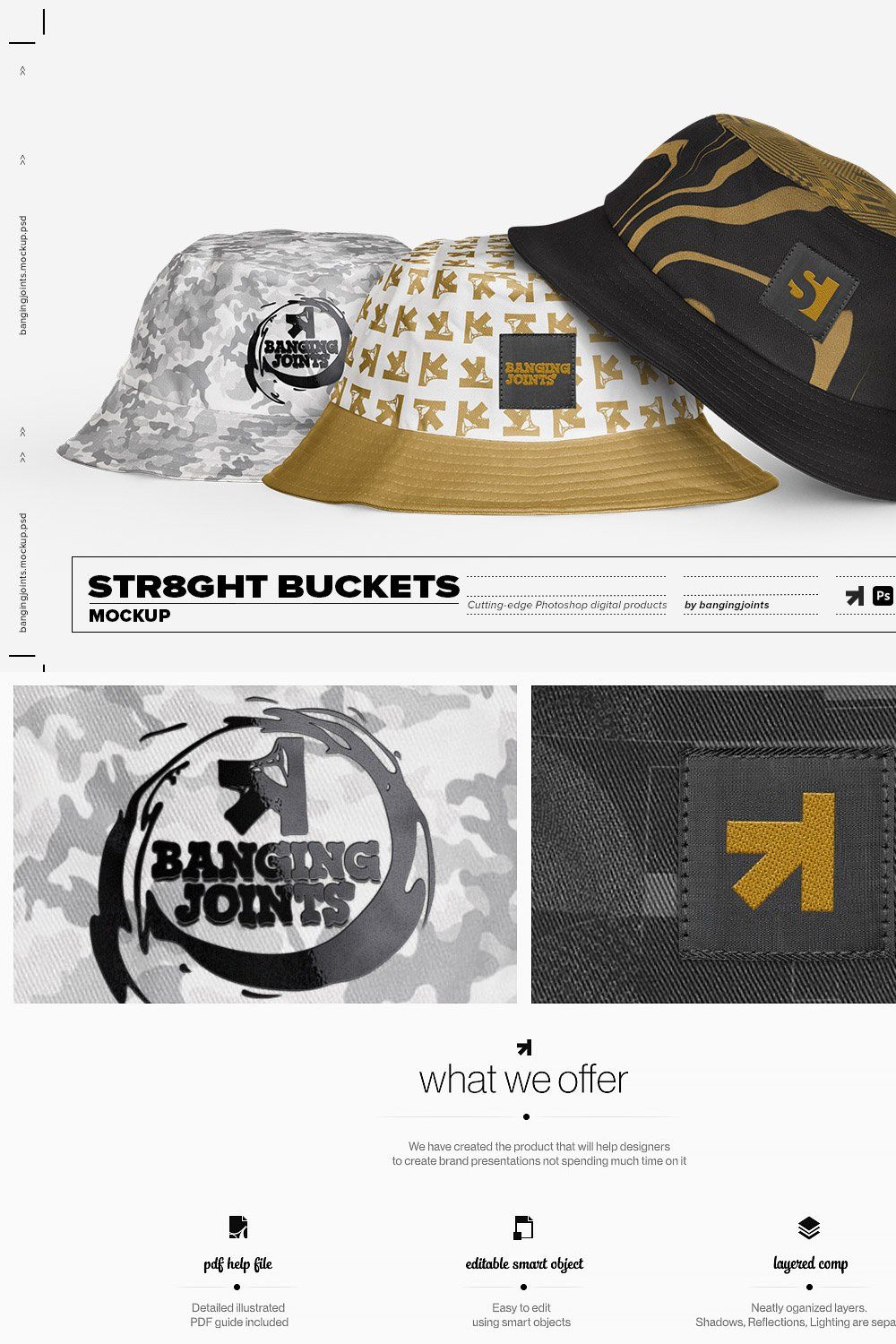 Bucket Hat Mockup pinterest preview image.