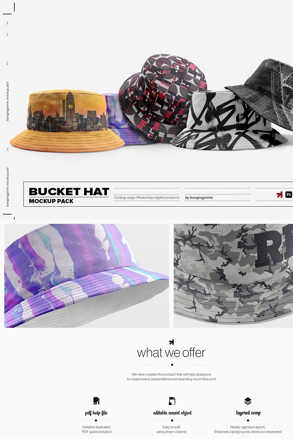Bucket Hat Mockup Pack pinterest preview image.