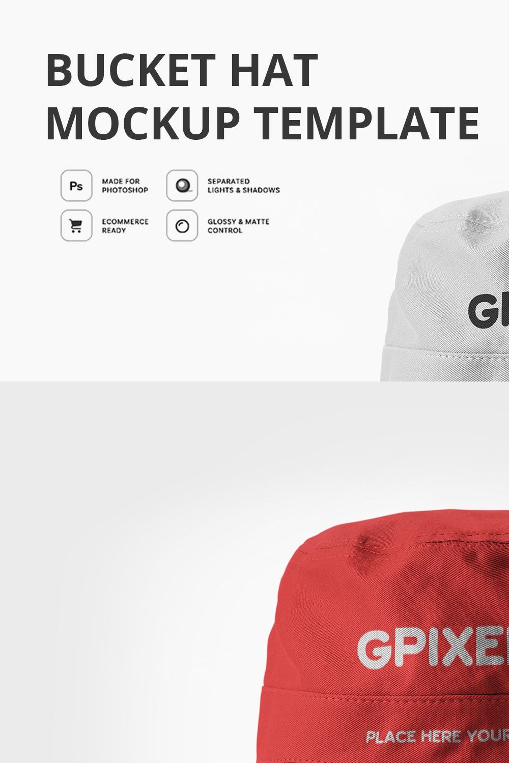 Bucket Hat Mockup Template pinterest preview image.