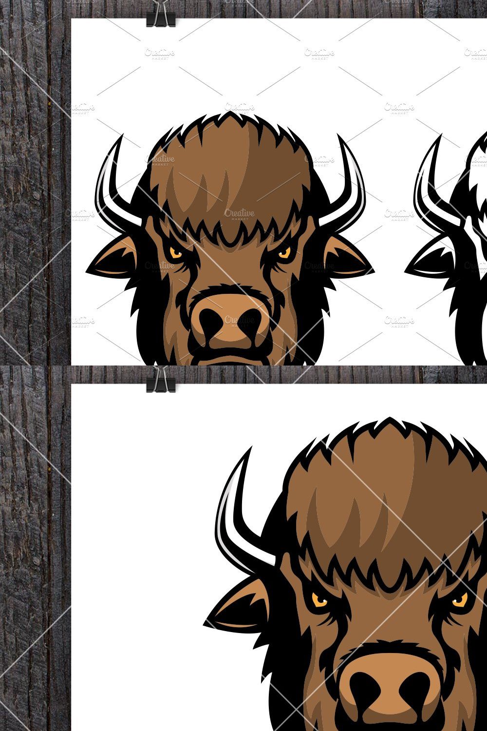 Buffalo head, Bison Head Svg, Ai pinterest preview image.