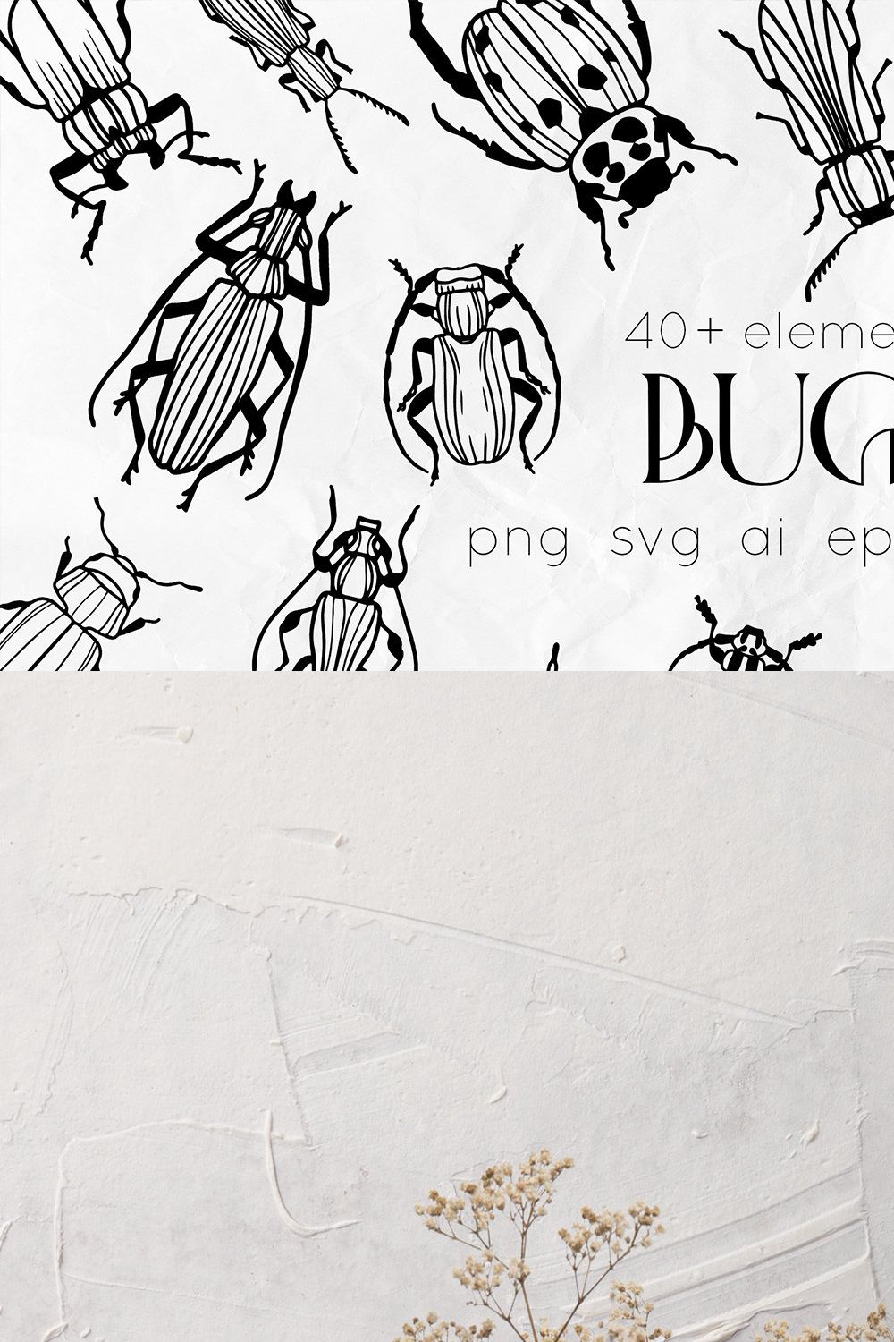 Bugs Line Art Vector SVG pinterest preview image.