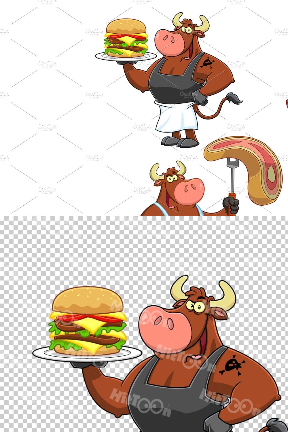 Bull Cartoon Mascot Character 3 pinterest preview image.