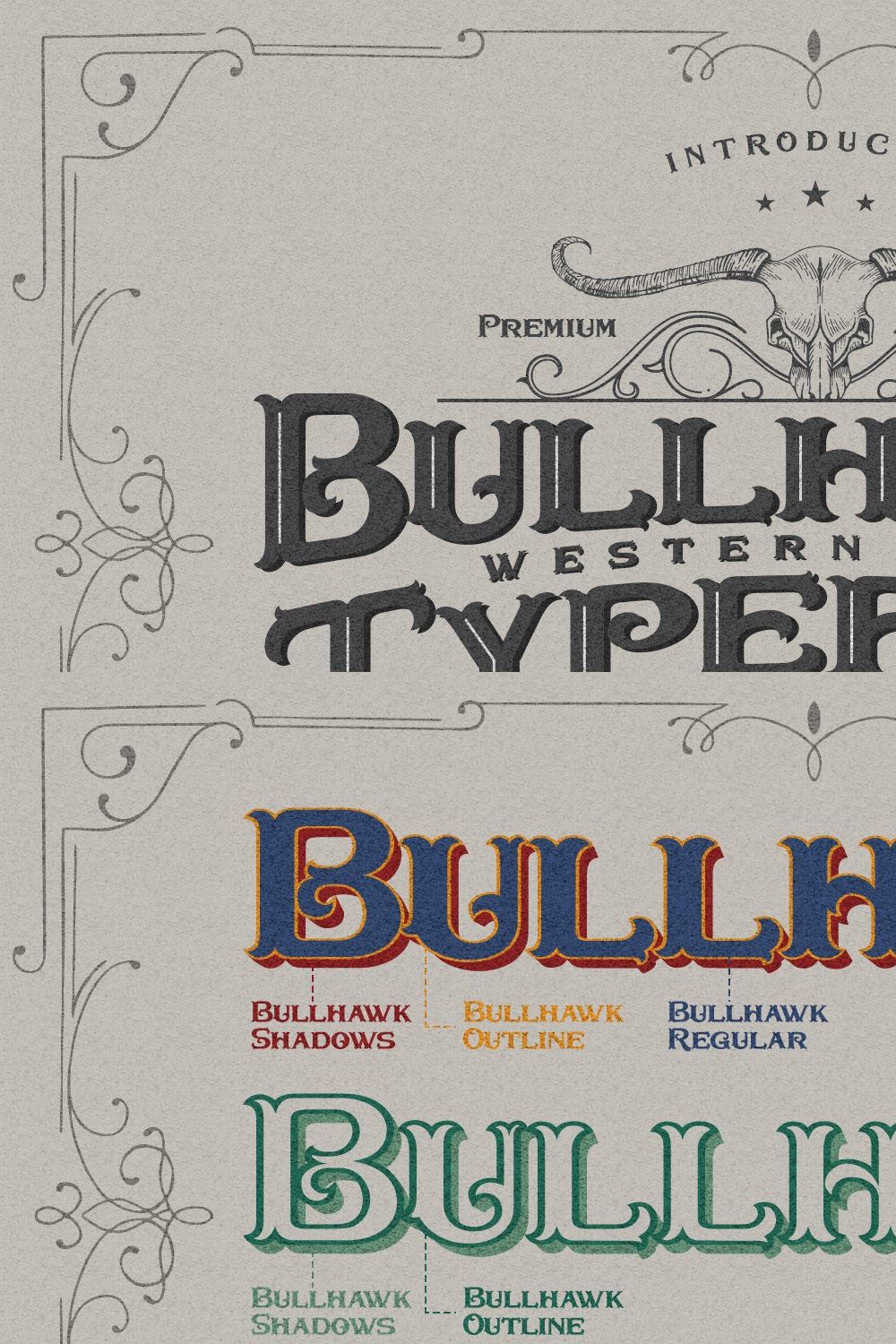 Bullhawk Layered Font + Extra pinterest preview image.