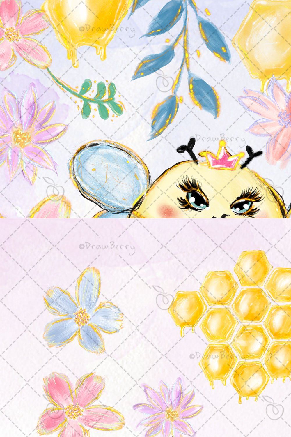 Bumble Bee Glam Honey Graphics CP007 pinterest preview image.