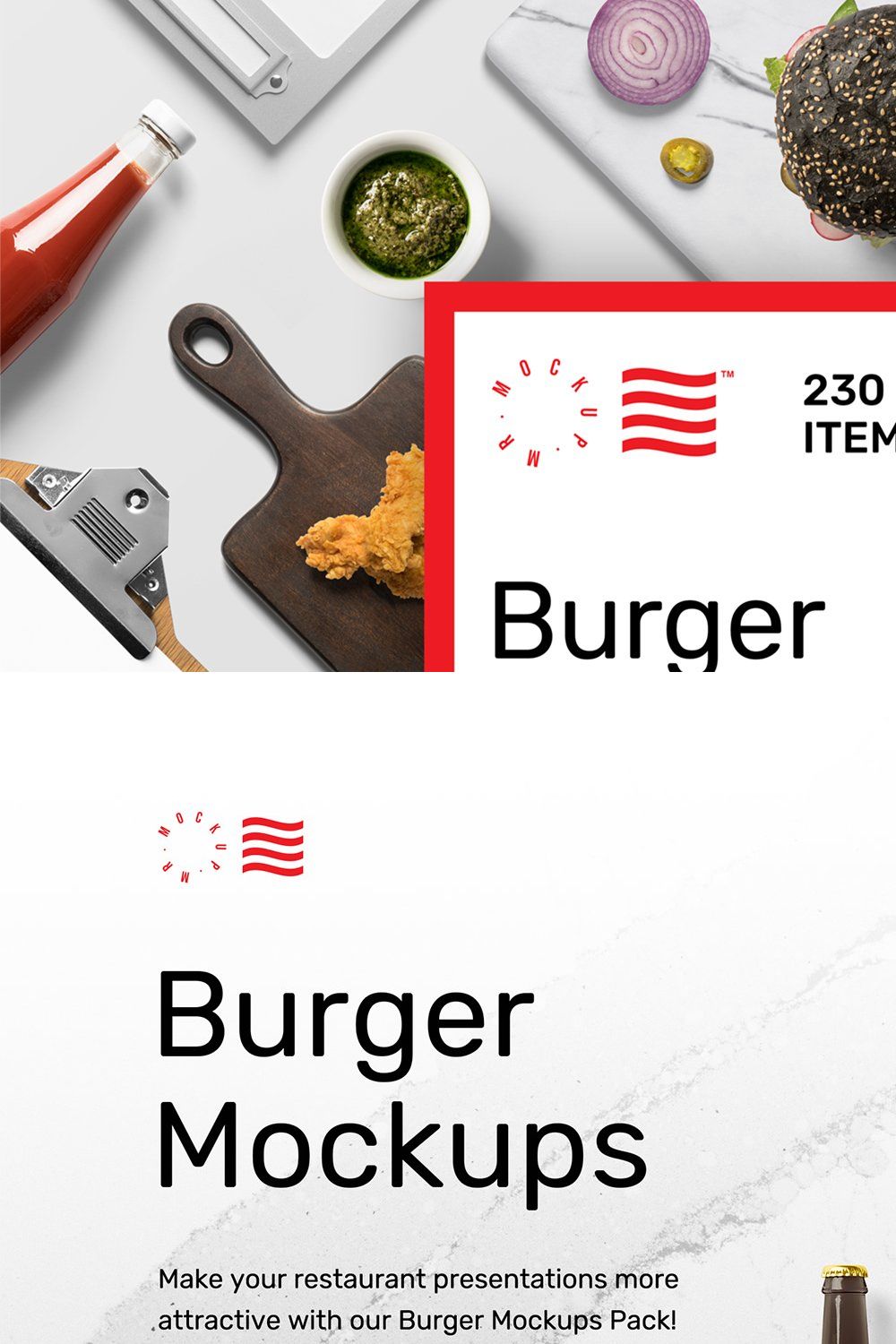 Burger Mockups - Scene Creator pinterest preview image.