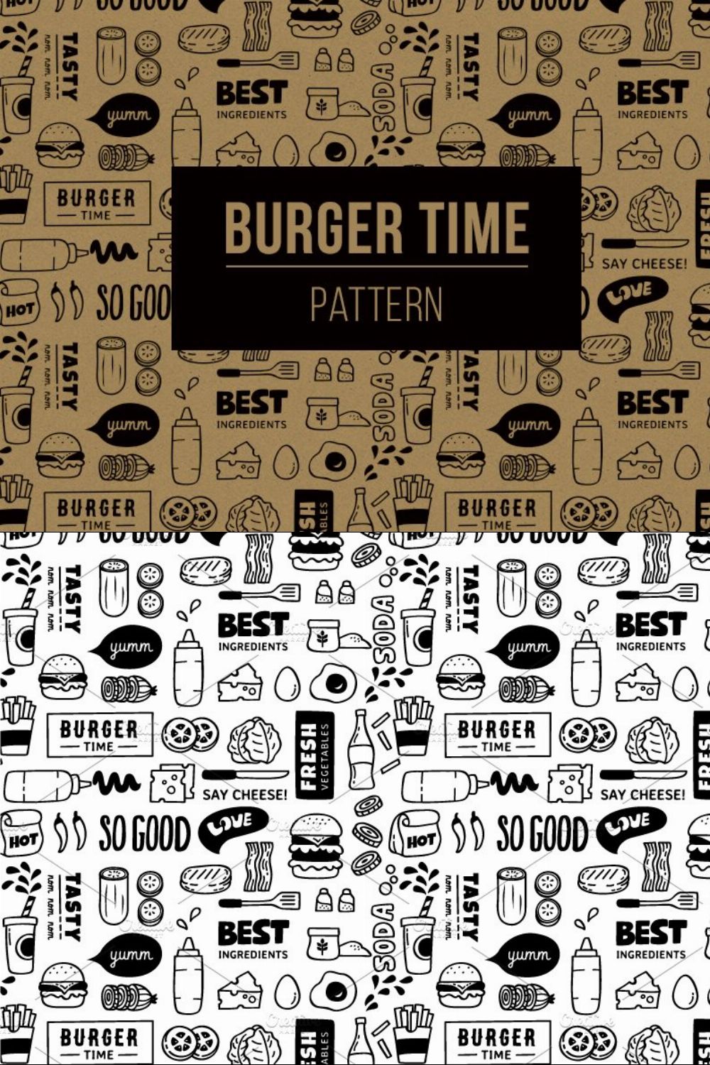 Burger Pattern pinterest preview image.